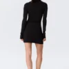 Long-Sleeved Popper Mini Dress – Black Long-Sleeved Popper Mini Dress – Black