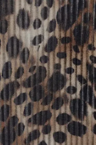 Long-Sleeved Printed Mesh Top – Leopard-Print