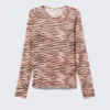 Long-Sleeved Printed Mesh Top – Tiger-Striped Pink Long-Sleeved Printed Mesh Top – Tiger-Striped Pink
