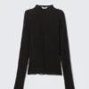 Long-Sleeved Rhinestone Mock-Neck Top – Black – Rhinestones Long-Sleeved Rhinestone Mock-Neck Top – Black – Rhinestones