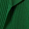 Long-Sleeved Ribbed Knit V-Neck Top – Green Long-Sleeved Ribbed Knit V-Neck Top – Green