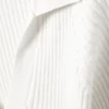 Long-Sleeved Ribbed Knit V-Neck Top – White Long-Sleeved Ribbed Knit V-Neck Top – White