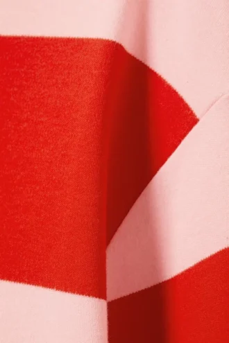 Long-Sleeved Rugby Mini Dress – Red & Pink Stripes