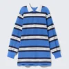 Long-Sleeved Rugby Mini Dress – Striped Blue Long-Sleeved Rugby Mini Dress – Striped Blue