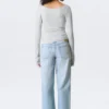 Long-Sleeved Slim Fit Scoop Neck Top – Grey Melange Long-Sleeved Slim Fit Scoop Neck Top – Grey Melange