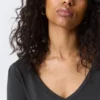 Long-Sleeved V-Neck Top – Washed Black Long-Sleeved V-Neck Top – Washed Black