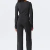 Long-Sleeved V-Neck Top – Washed Black Long-Sleeved V-Neck Top – Washed Black