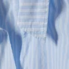 Long-Sleeved Wrap Poplin Shirt – Striped Blue
