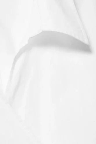 Long-Sleeved Wrap Poplin Shirt – White