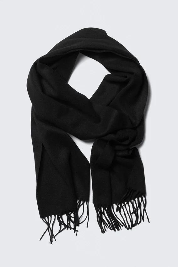 Long Woven Wool Scarf – Black Long Woven Wool Scarf – Black
