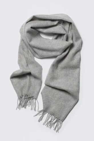 Long Woven Wool Scarf – Checked Dark Grey