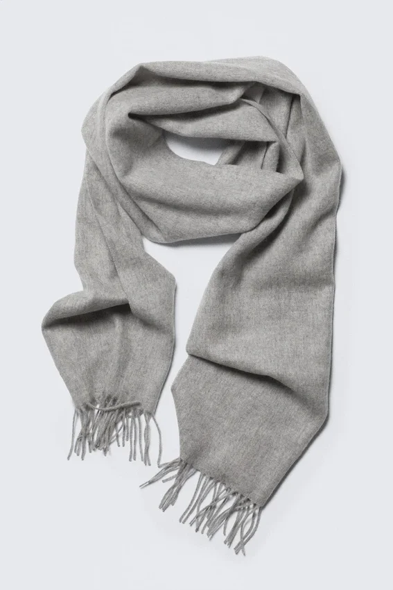 Long Woven Wool Scarf – Checked Dark Grey Long Woven Wool Scarf – Checked Dark Grey