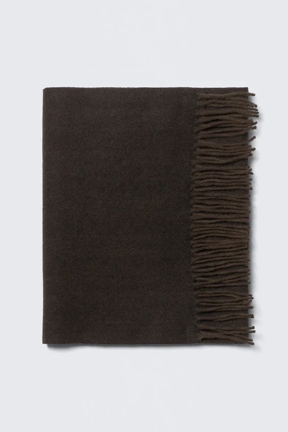 Long Woven Wool Scarf – Medium Brown Long Woven Wool Scarf – Medium Brown