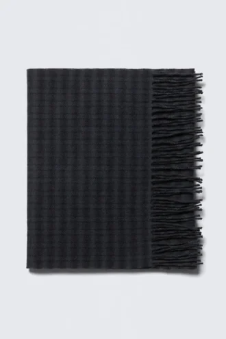 Long Woven Wool Scarf – Medium Grey