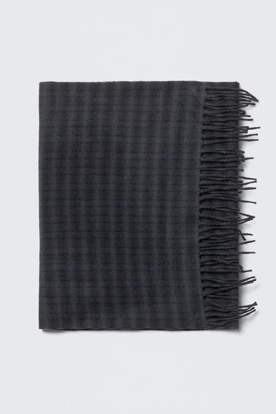 Long Woven Wool Scarf – Medium Grey Long Woven Wool Scarf – Medium Grey