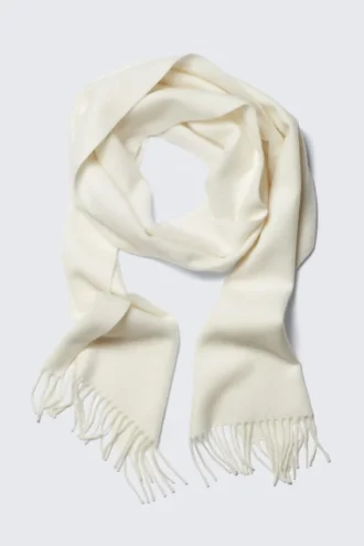 Long Woven Wool Scarf – White