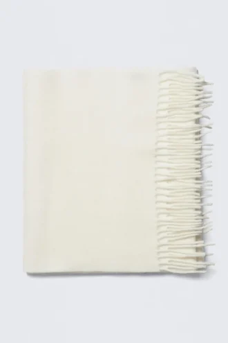 Long Woven Wool Scarf – White