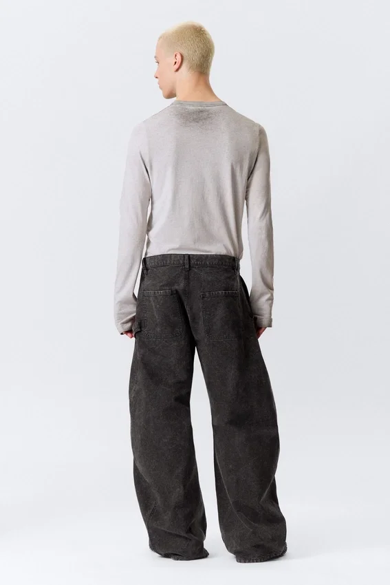 Loose Barrel Leg Workwear Trousers – Washed Black Loose Barrel Leg Workwear Trousers – Washed Black