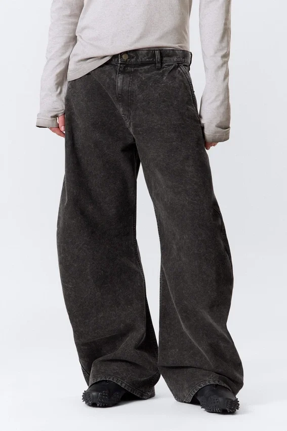 Loose Barrel Leg Workwear Trousers – Washed Black Loose Barrel Leg Workwear Trousers – Washed Black