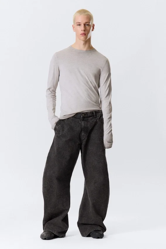 Loose Barrel Leg Workwear Trousers – Washed Black Loose Barrel Leg Workwear Trousers – Washed Black