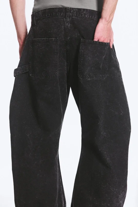 Loose Barrel Leg Workwear Trousers – Washed Black Loose Barrel Leg Workwear Trousers – Washed Black