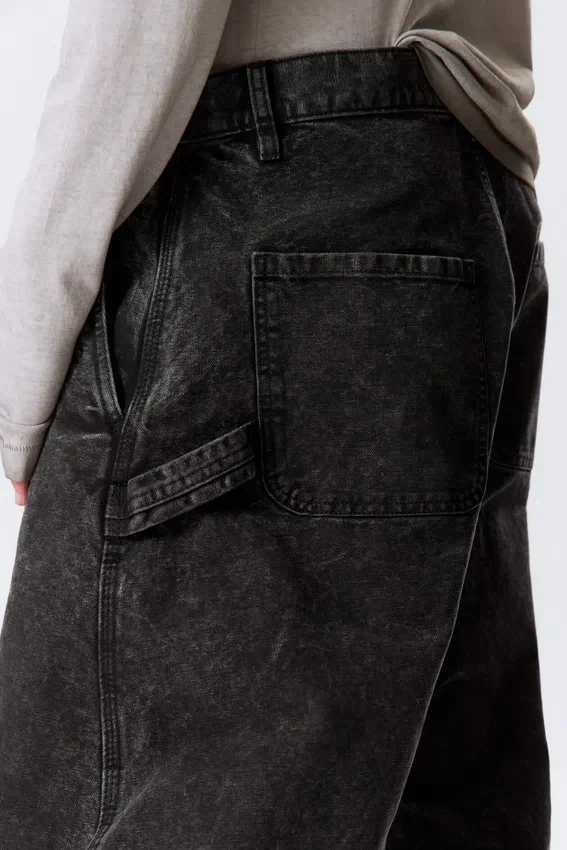 Loose Barrel Leg Workwear Trousers – Washed Black Loose Barrel Leg Workwear Trousers – Washed Black