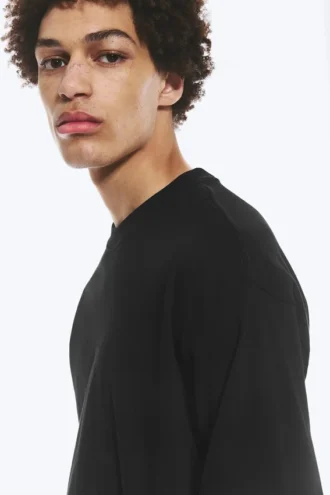 Loose Boxy Long-Sleeved T-Shirt – Black Loose Boxy Long-Sleeved T-Shirt – Black