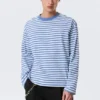 Loose Boxy Long-Sleeved T-Shirt – Blue & White Stripe Loose Boxy Long-Sleeved T-Shirt – Blue & White Stripe