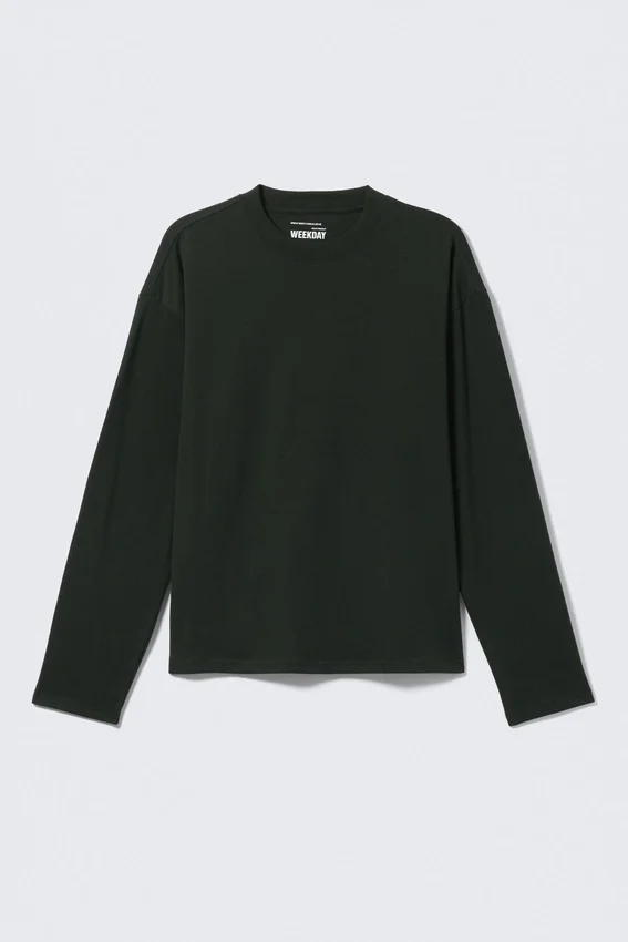 Loose Boxy Long-Sleeved T-Shirt – Dark Green Loose Boxy Long-Sleeved T-Shirt – Dark Green