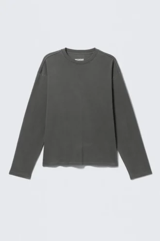 Loose Boxy Long-Sleeved T-Shirt – Dark Grey