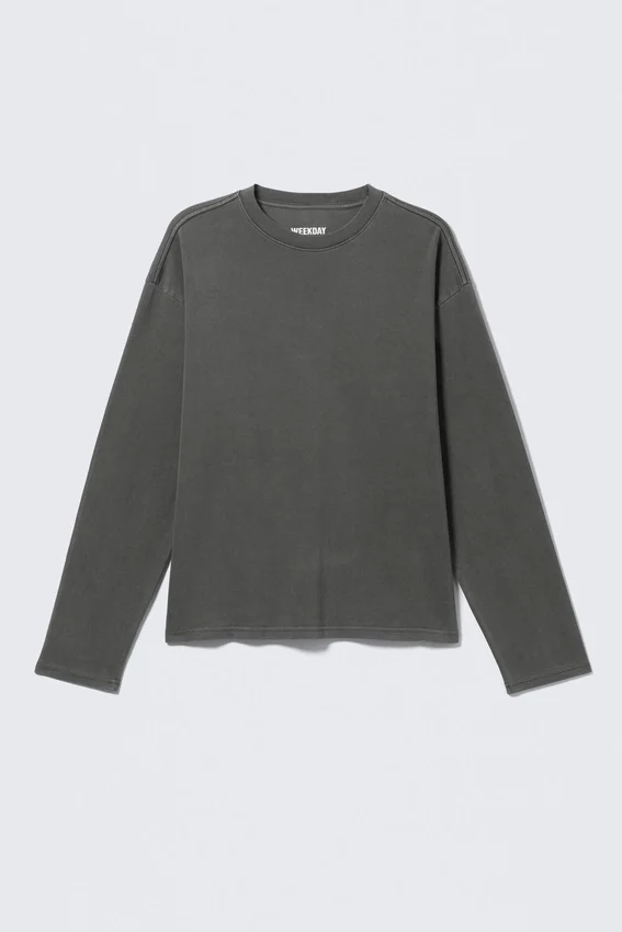 Loose Boxy Long-Sleeved T-Shirt – Dark Grey Loose Boxy Long-Sleeved T-Shirt – Dark Grey