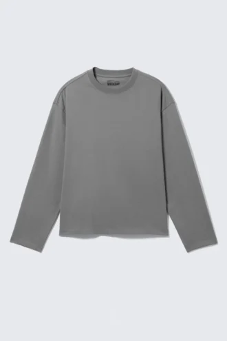 Loose Boxy Long-Sleeved T-Shirt – Dusty Grey