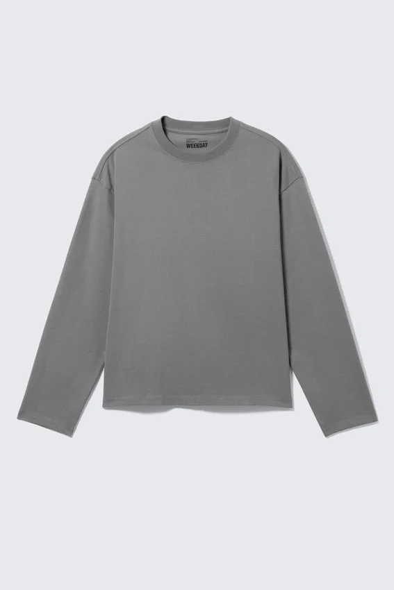 Loose Boxy Long-Sleeved T-Shirt – Dusty Grey Loose Boxy Long-Sleeved T-Shirt – Dusty Grey