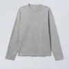 Loose Boxy Long-Sleeved T-Shirt – Light Grey Melange Loose Boxy Long-Sleeved T-Shirt – Light Grey Melange
