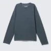 Loose Boxy Long-Sleeved T-Shirt – Washed Blue Loose Boxy Long-Sleeved T-Shirt – Washed Blue