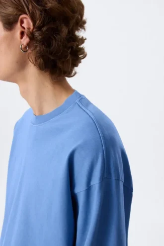 Loose Boxy Long-Sleeved T-Shirt – Washed Blue