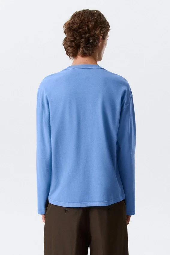 Loose Boxy Long-Sleeved T-Shirt – Washed Blue Loose Boxy Long-Sleeved T-Shirt – Washed Blue