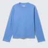 Loose Boxy Long-Sleeved T-Shirt – Washed Blue Loose Boxy Long-Sleeved T-Shirt – Washed Blue