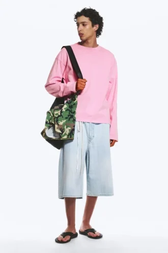 Loose Boxy Long-Sleeved T-Shirt – Washed Pink