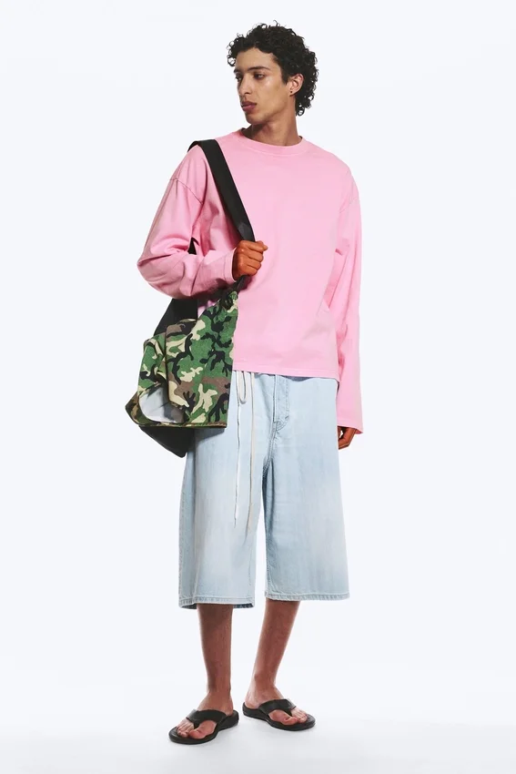 Loose Boxy Long-Sleeved T-Shirt – Washed Pink Loose Boxy Long-Sleeved T-Shirt – Washed Pink