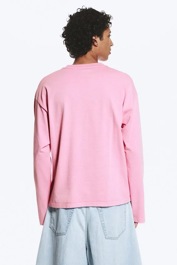 Loose Boxy Long-Sleeved T-Shirt – Washed Pink Loose Boxy Long-Sleeved T-Shirt – Washed Pink
