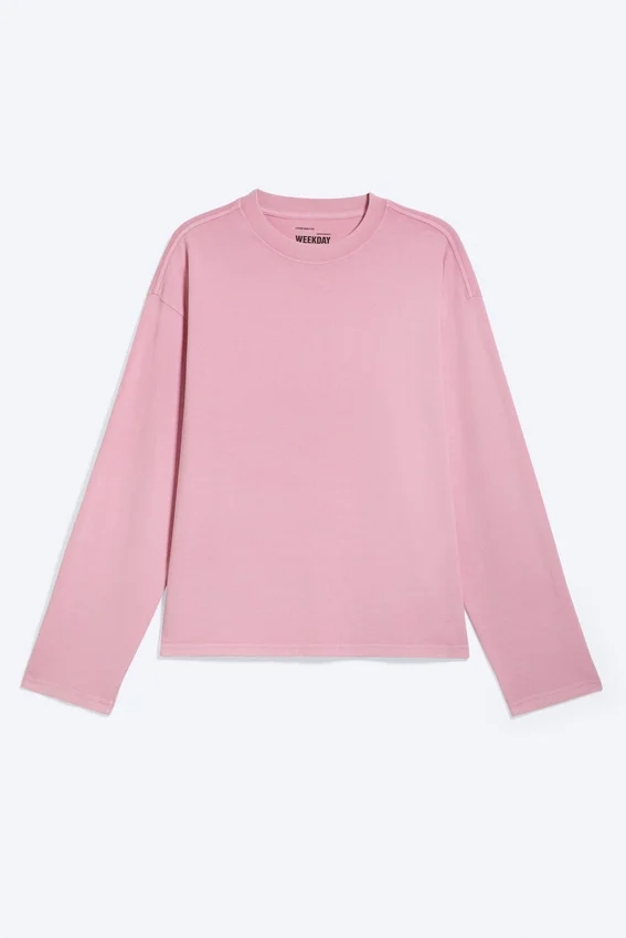 Loose Boxy Long-Sleeved T-Shirt – Washed Pink Loose Boxy Long-Sleeved T-Shirt – Washed Pink
