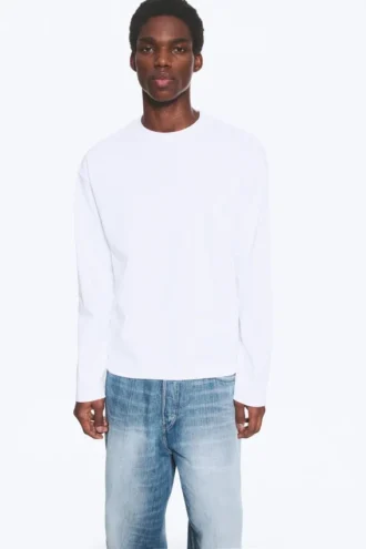Loose Boxy Long-Sleeved T-Shirt – White