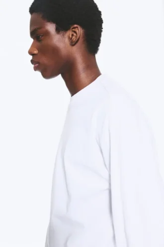Loose Boxy Long-Sleeved T-Shirt – White