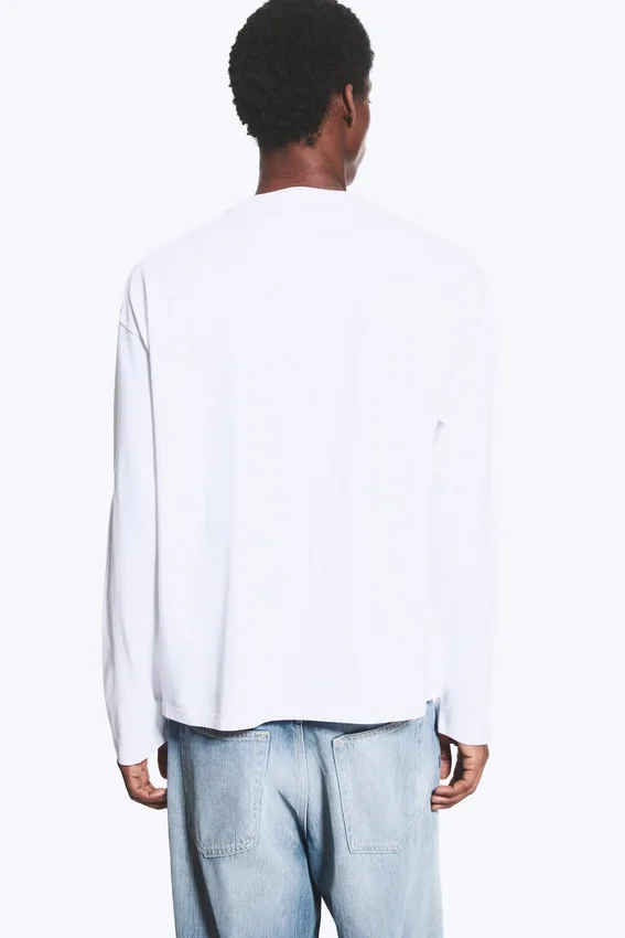 Loose Boxy Long-Sleeved T-Shirt – White Loose Boxy Long-Sleeved T-Shirt – White