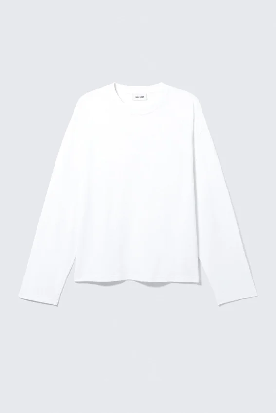 Loose Boxy Long-Sleeved T-Shirt – White Loose Boxy Long-Sleeved T-Shirt – White