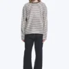 Loose Boxy Long-Sleeved T-Shirt – White – Brown Stripes Loose Boxy Long-Sleeved T-Shirt – White – Brown Stripes