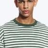 Loose Boxy Long-Sleeved T-Shirt – White & Dark Green Stripes Loose Boxy Long-Sleeved T-Shirt – White & Dark Green Stripes