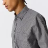 Loose Button-Down Poplin Shirt – Black Check