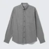 Loose Button-Down Poplin Shirt – Black Check